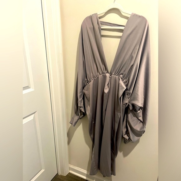 Draped Gray Dress - Picture 2 of 11
